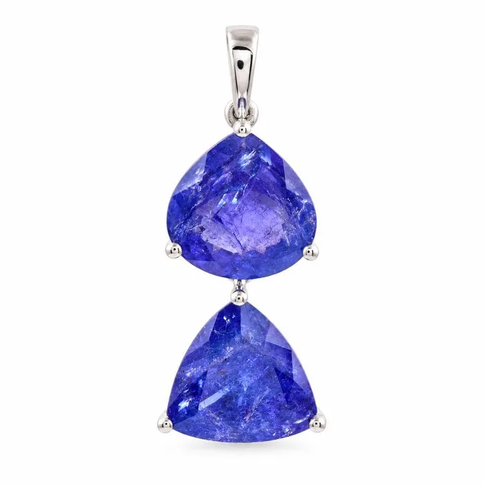 Pendant - 14 kt. White gold - 7.54ct. tw. Tanzanite