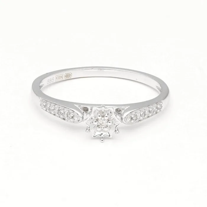 Ring - 14 kt. White gold Diamond (Natural) - Shoulder
