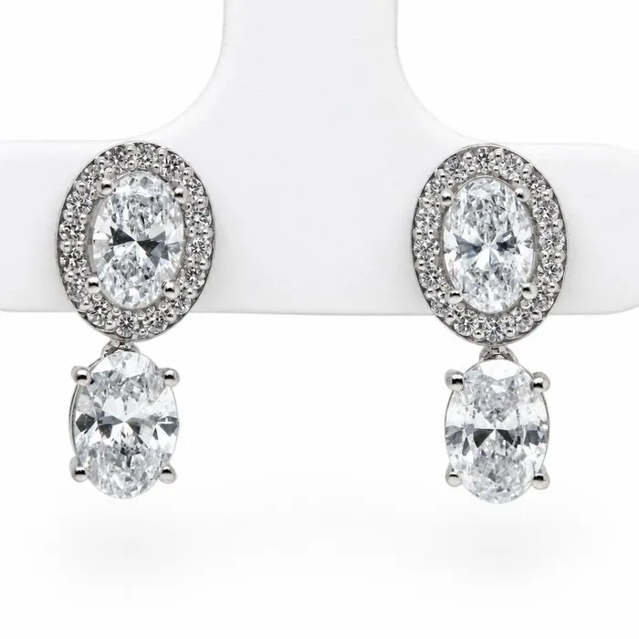 Earrings - 14 kt. White gold - 2.21ct. tw. Diamond (Lab-grown) - Diamond