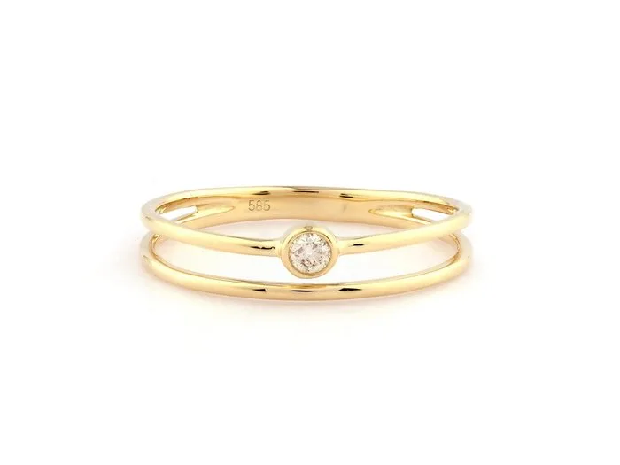 Ring - 14 kt. Yellow gold - 0.06ct. tw. Diamond (Natural)