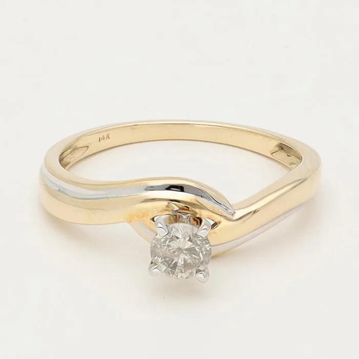 Ring - 14 kt. Yellow gold, White gold Diamond (Natural)