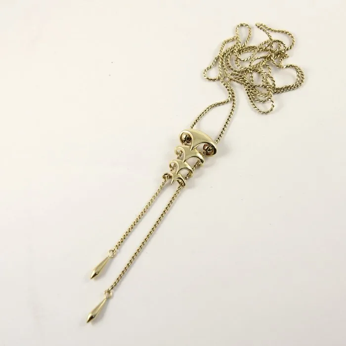 Handmade - Necklace - DESIGN Schuifketting met 2 pampels - Goudgewicht 16,13gram - 14 kt. Yellow gold