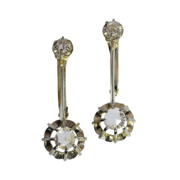 Earrings - 18 kt. White gold, Yellow gold Diamond (Natural) - Art Deco 1920