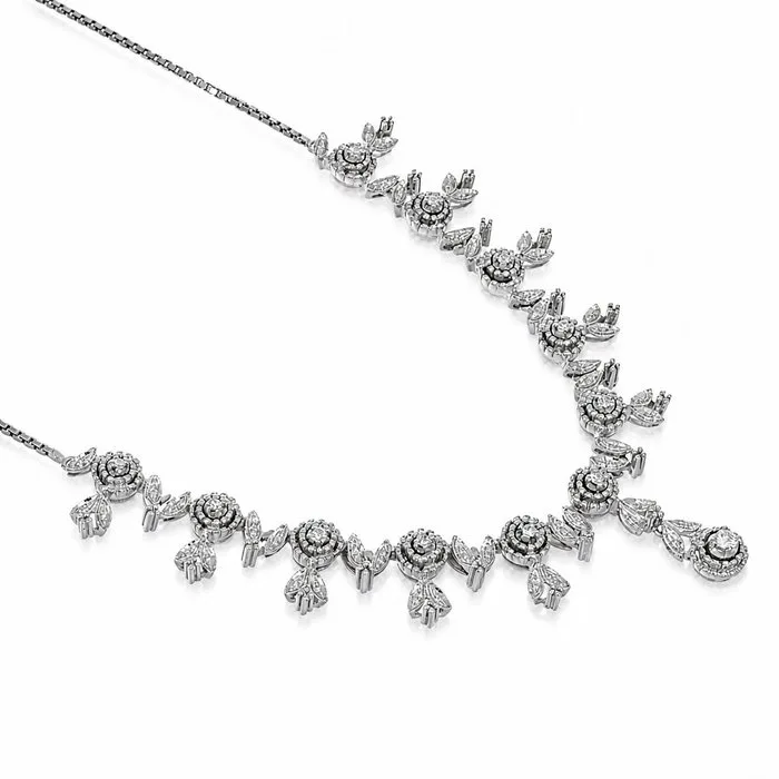 Necklace with pendant - 18 kt. White gold - 0.31ct. tw. Diamond (Natural) - Made in Italy - Handmade