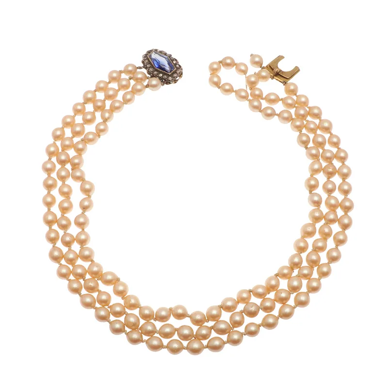 A Three Row Imitation Pearl Necklace