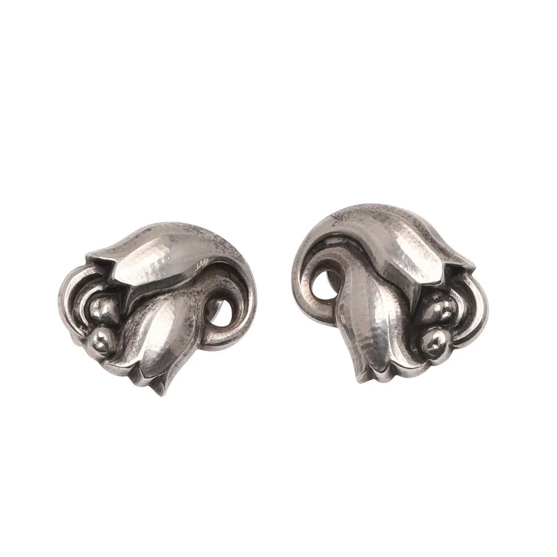 A Pair of Silver Clip Earrings by Georg Jensen
