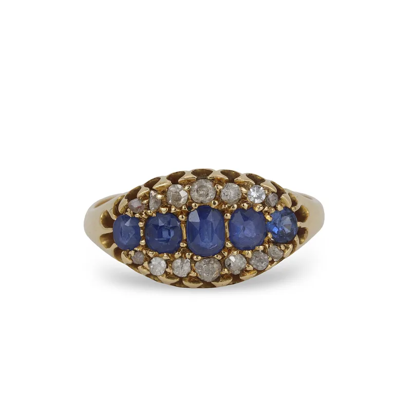 Antique Sapphire and Dia Ring