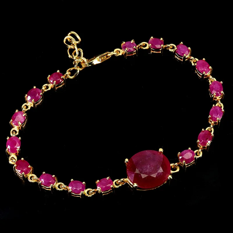 Ruby Silver Gilt Bracelet