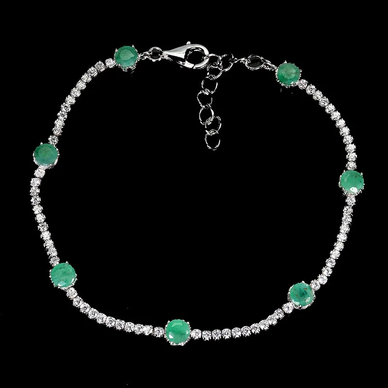 Emerald and Silver Bracelet