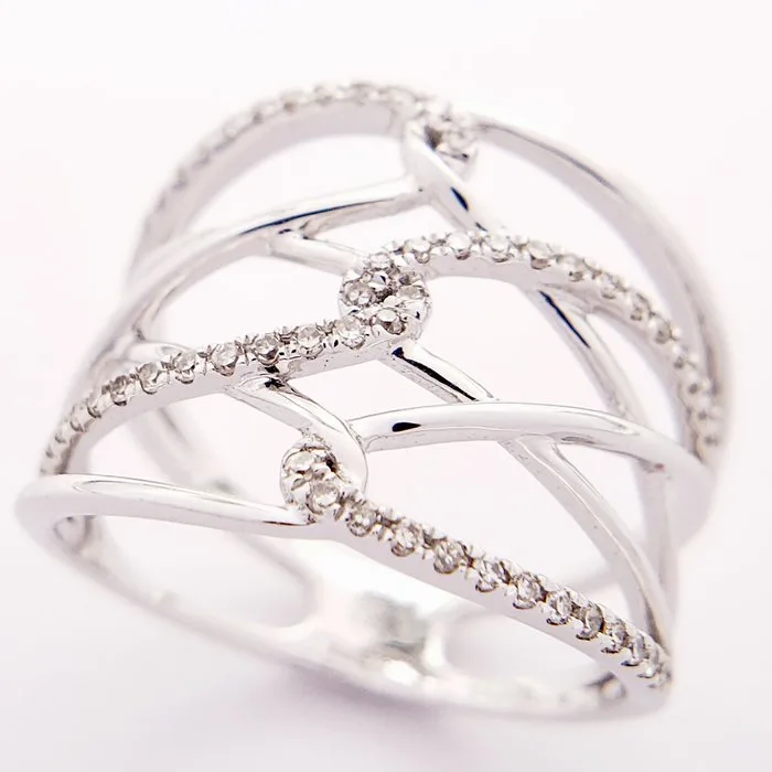 Ring - 18 kt. White gold - 0.22ct. tw. Diamond (Natural)
