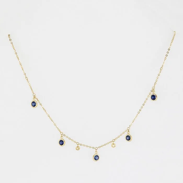Pendant - 18 kt. Yellow gold Sapphire - Diamond