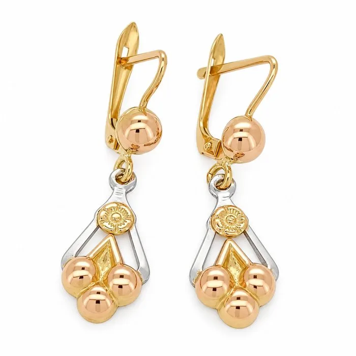 Earrings - 18 kt. Yellow gold, White gold - Made in Italy - Handmade