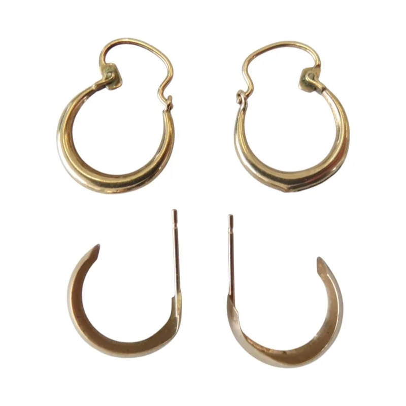 Two Pairs of gold earrings