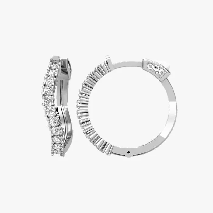 Earrings - 18 kt. White gold - 0.65ct. tw. Diamond (Natural) - Diamond