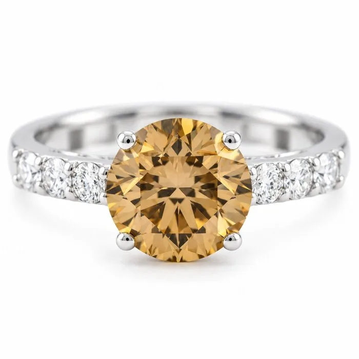 Ring - 14 kt. White gold - 2.01ct. tw. Diamond (Fancy coloured lab-grown diamond) - Diamond