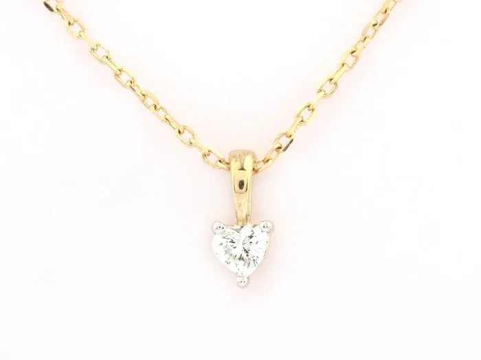 Necklace with pendant - 14 kt. Yellow gold - 0.09ct. tw. Diamond (Natural)