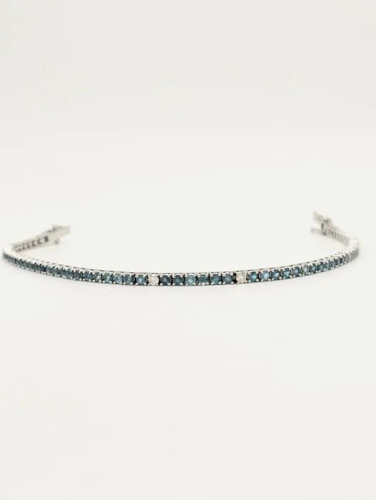 Bracelet - 18 kt. White gold Topaz - Diamond