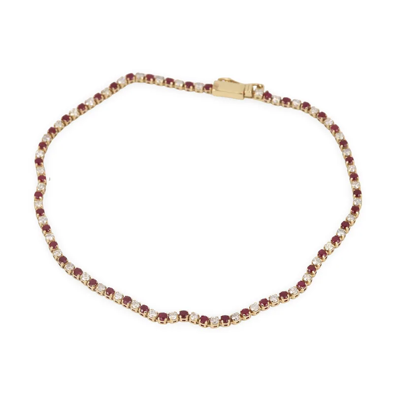 14CT Gold Ruby & Diamond Bracelet