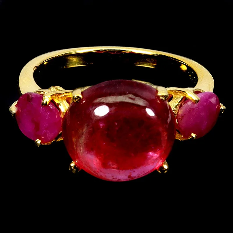 Ruby Three Stone Silver Ring