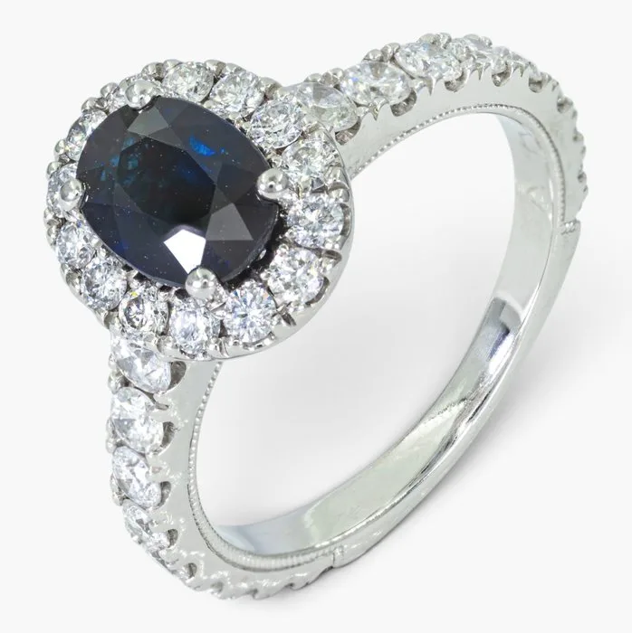 Ring - 14 kt. HRD, White gold - 2.00ct. tw. Diamond (Natural) - Sapphire