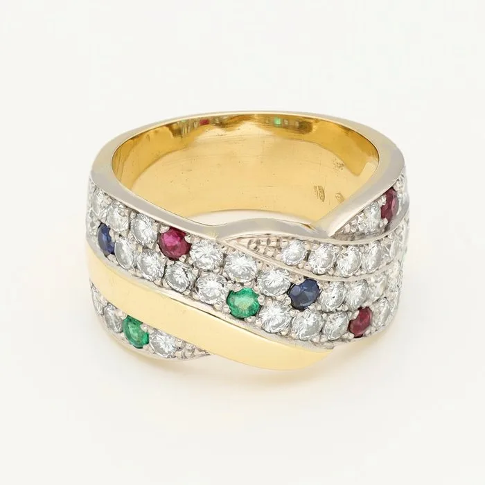 Ring - 18 kt. Yellow gold, White gold Diamond (Natural)