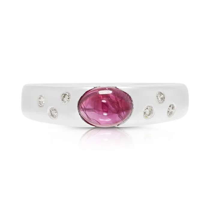Ring - 18 kt. White gold - 0.92ct. tw. Ruby - Diamond