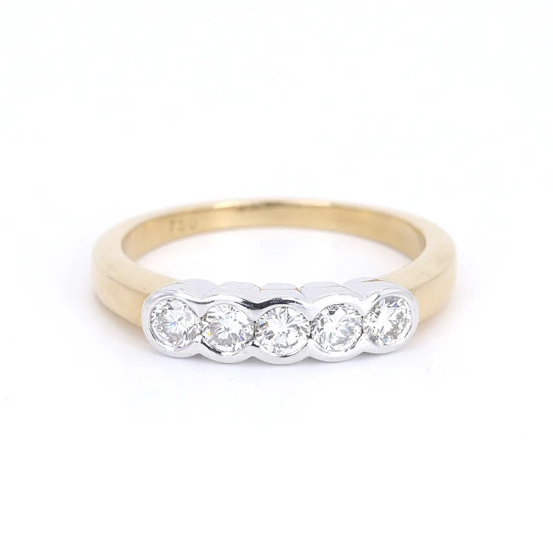 18CT Gold Diamond Set Five Stone Ring
