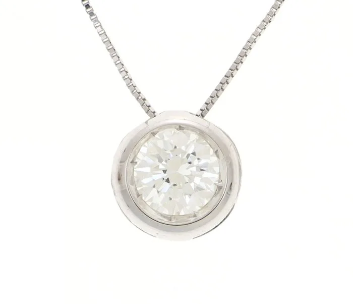 Necklace with pendant - 18 kt. White gold - 0.40ct. tw. Diamond (Natural)