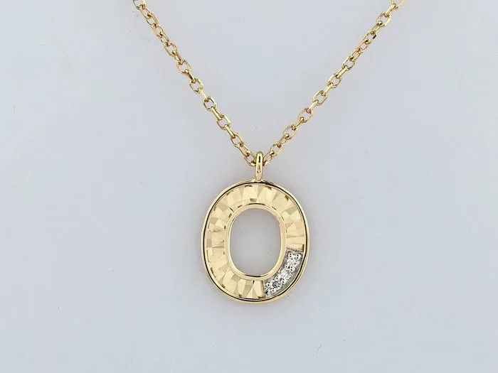 Necklace with pendant - 14 kt. Yellow gold - 0.01ct. tw. Diamond (Natural)