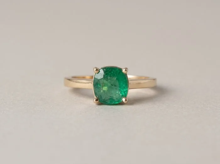 Ring - 14 kt. Yellow gold - 1.72ct. tw. Emerald