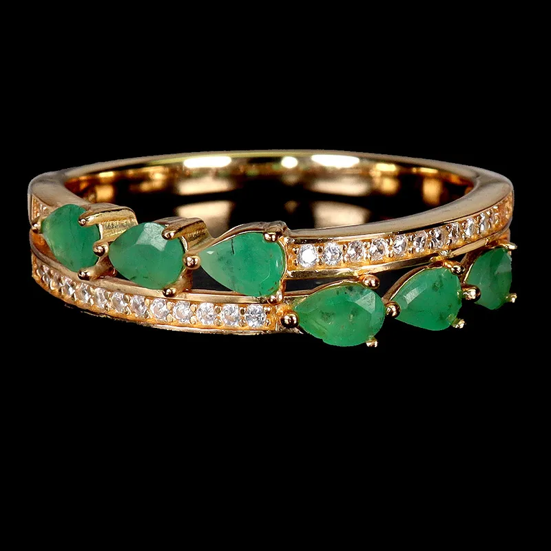 Emerald Silver Gilt Ring