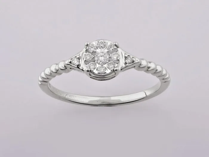 Ring - 14 kt. White gold - 0.14ct. tw. Diamond (Natural)