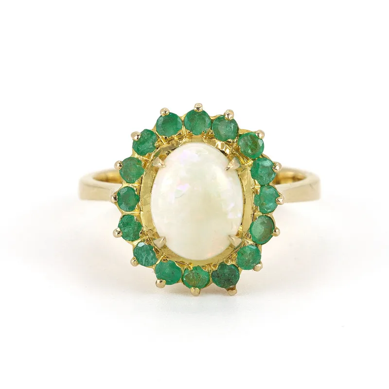 14CT Gold Opal & Emerald Ring