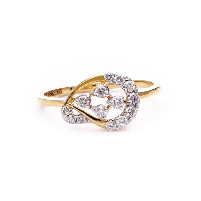 Ring - 18 kt. Yellow gold - 0.28ct. tw. Diamond (Natural) - 18karat Pear-Shaped Ring