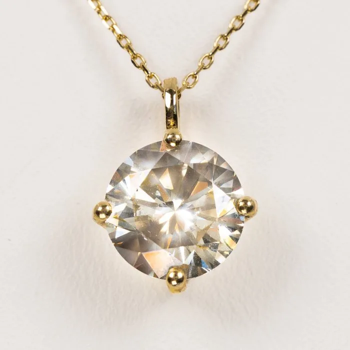 Necklace with pendant - 14 kt. Yellow gold - 3.23ct. tw. Diamond (Natural coloured) - IGI