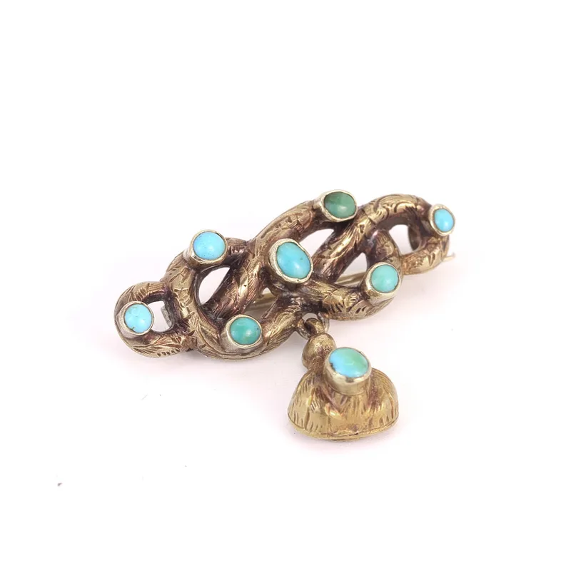 9CT Gold Turquoise Brooch
