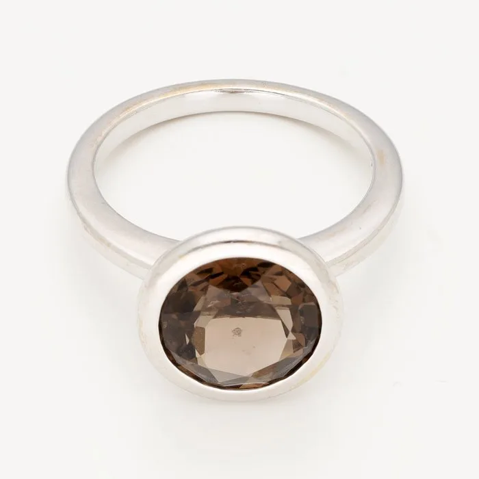Ring - 18 kt. White gold - Smoky quartz