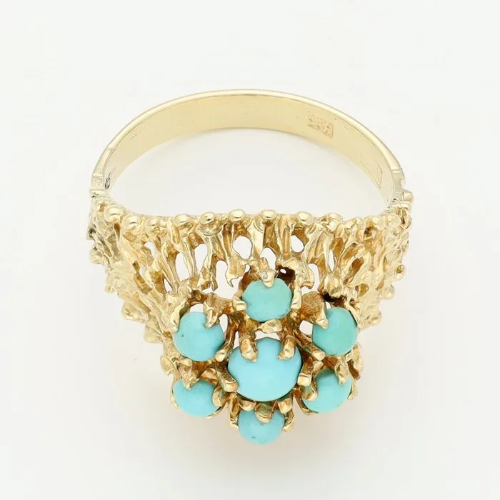 Ring - 14 kt. Yellow gold - Turquoise