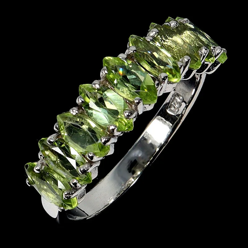Peridot Silver Half Eternity Ring