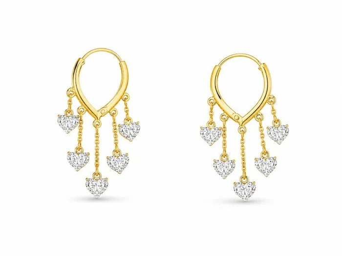 Cocktail earrings - 18 kt. Yellow gold - 2.85ct. tw. Diamond (Natural) - Diamond
