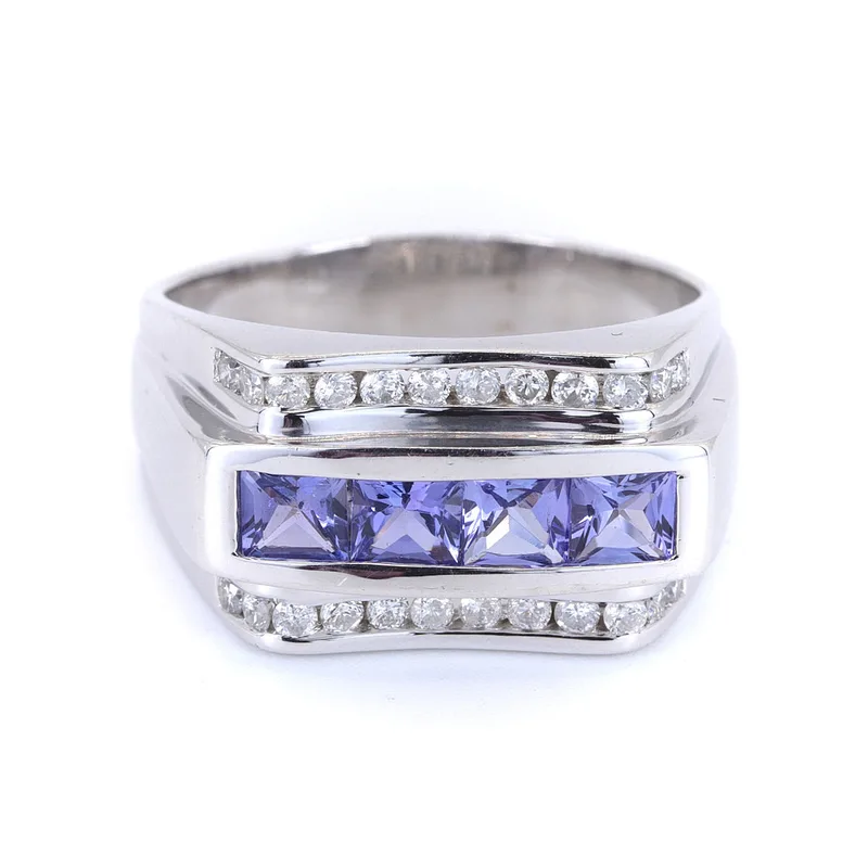 14CT Gold Amethyst & Diamond Ring