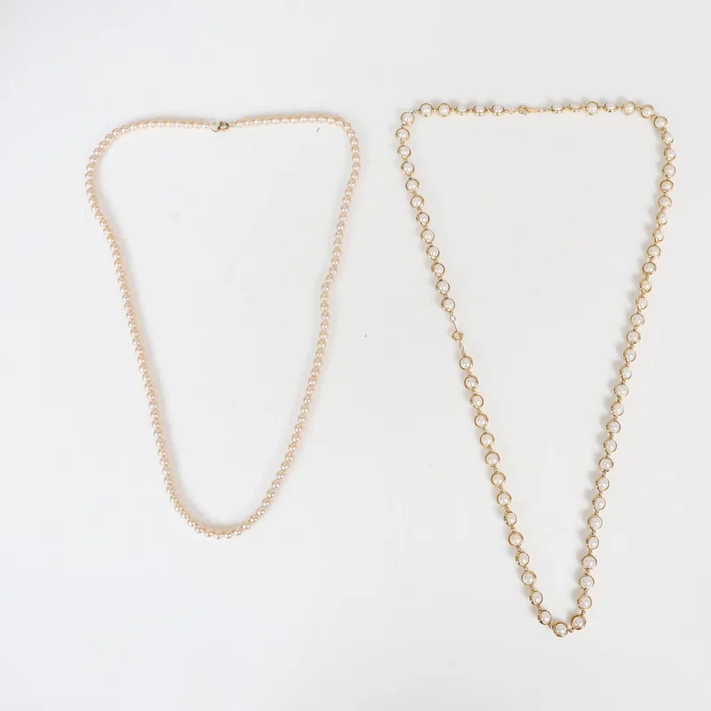 Two Simulated Pearl Necklaces (2)