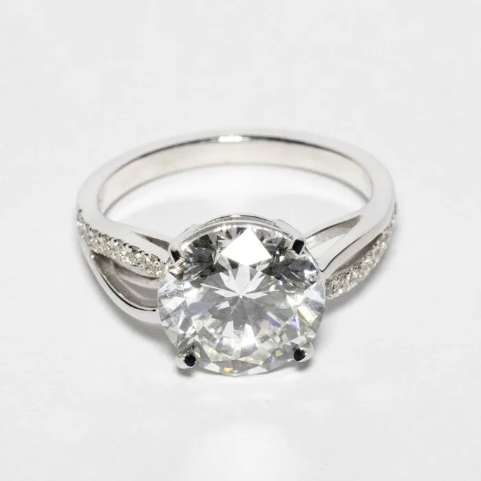 Engagement ring - 18 kt. White gold - 4.32ct. tw. Diamond (Lab-grown) - Diamond - F VS1 IDEAL