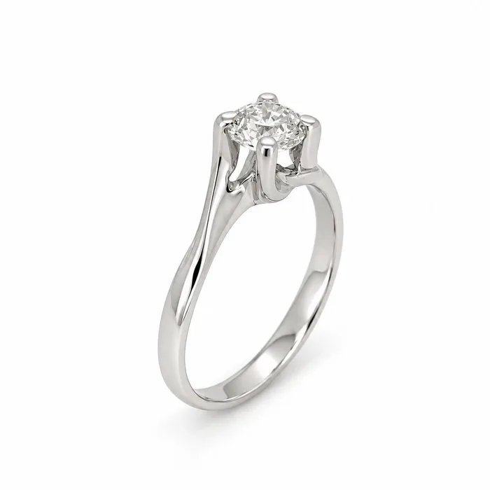 Ring - 18 kt. White gold - 0.50ct. tw. Diamond (Natural) - Made in Italy - Handmade