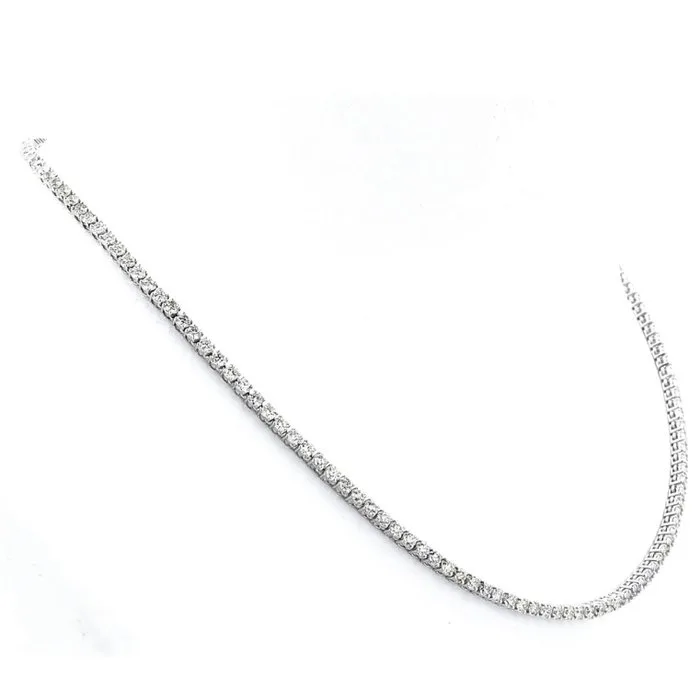 Necklace - 14 kt. White gold - 9.46ct. tw. Diamond (Natural) - Tennis Necklace - F/G Col