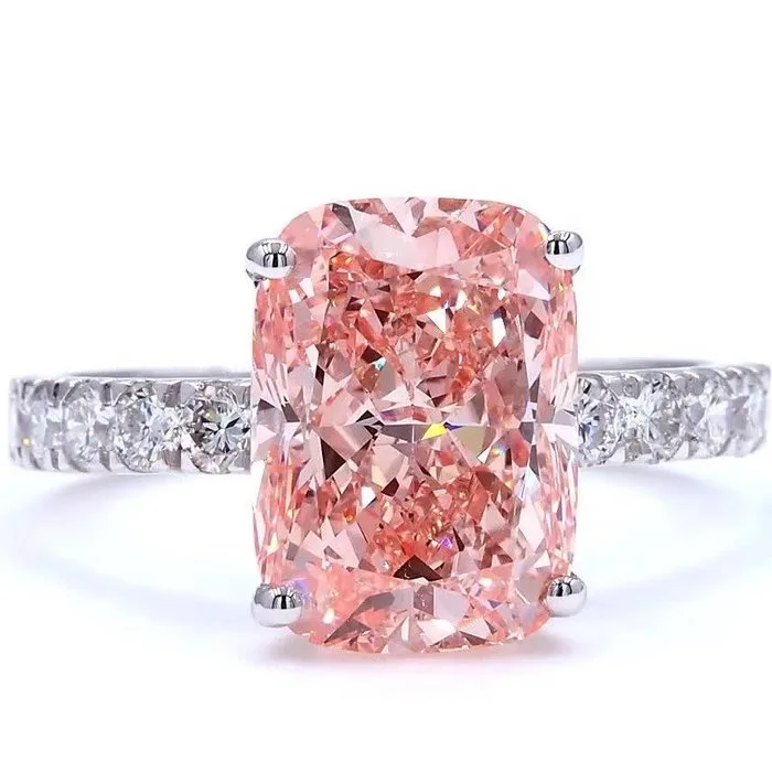 Ring - 18 kt. White gold - 4.81ct. tw. Pink Diamond (Fancy coloured lab-grown diamond) - Diamond - Fancy Vivid Pink