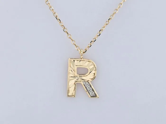 Necklace with pendant - 14 kt. Yellow gold - 0.01ct. tw. Diamond (Natural)