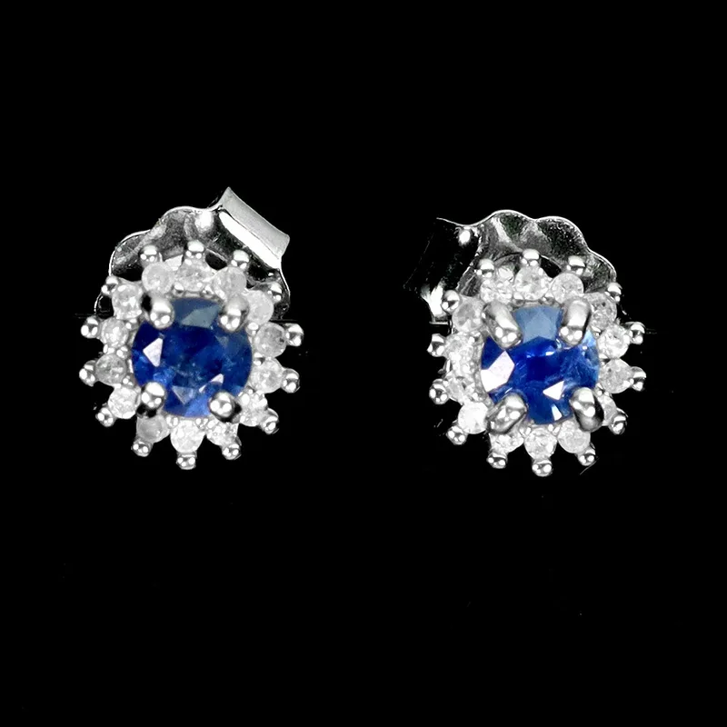 Sapphire and Diamond Stud Earrings
