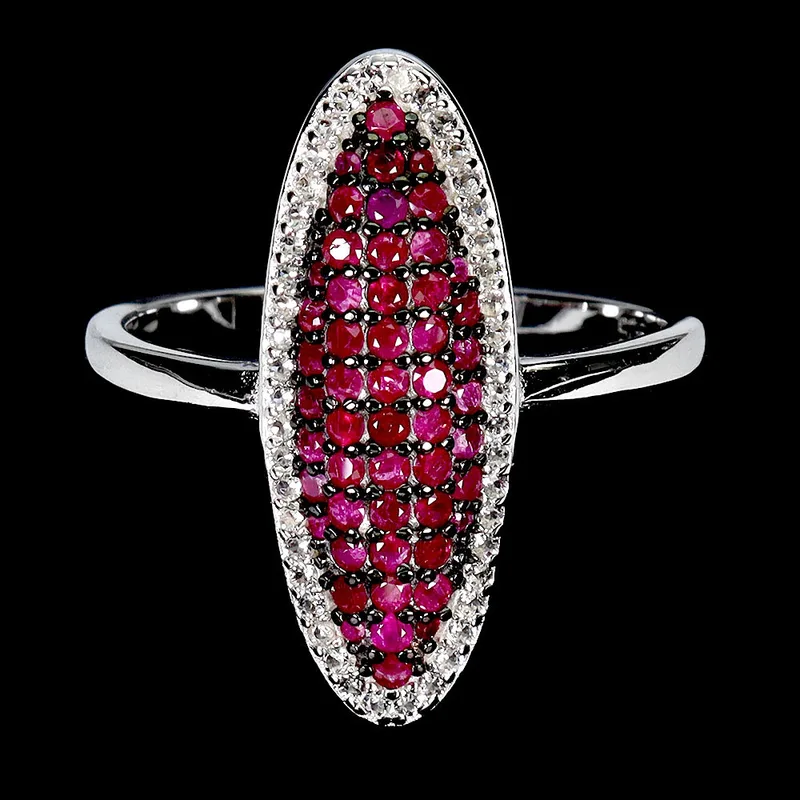 Ruby Silver Cluster Ring