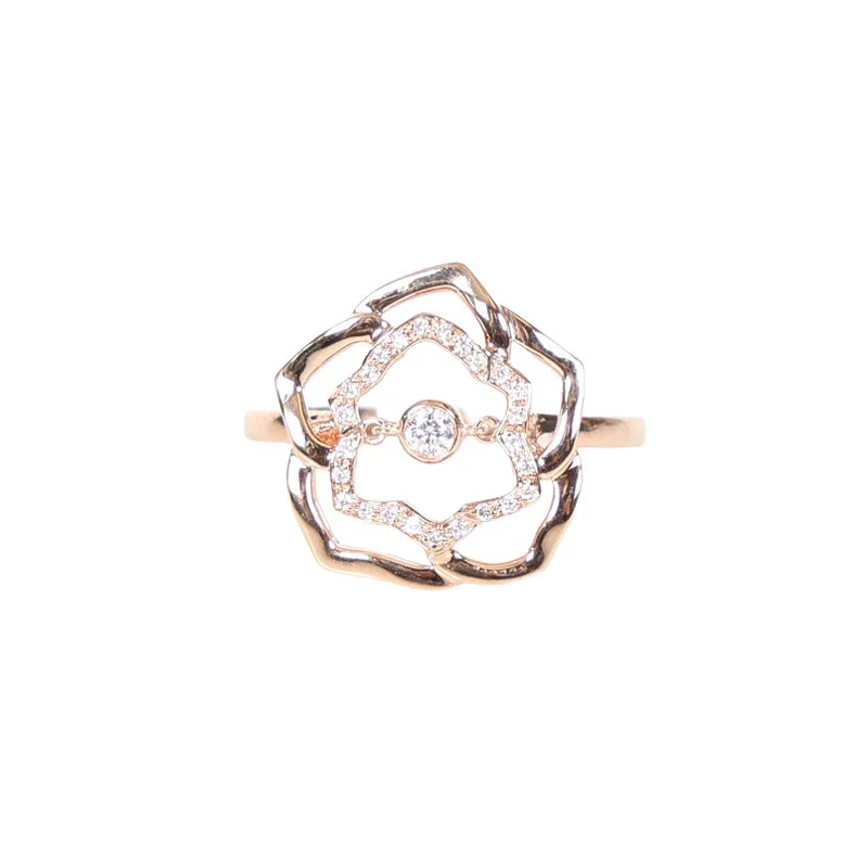 A Piaget 18 Carat Rose Gold & Diamond Rose Ring